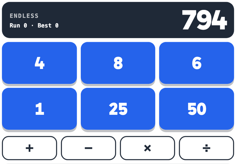 A Spot On draw: a target and six numbered plaques