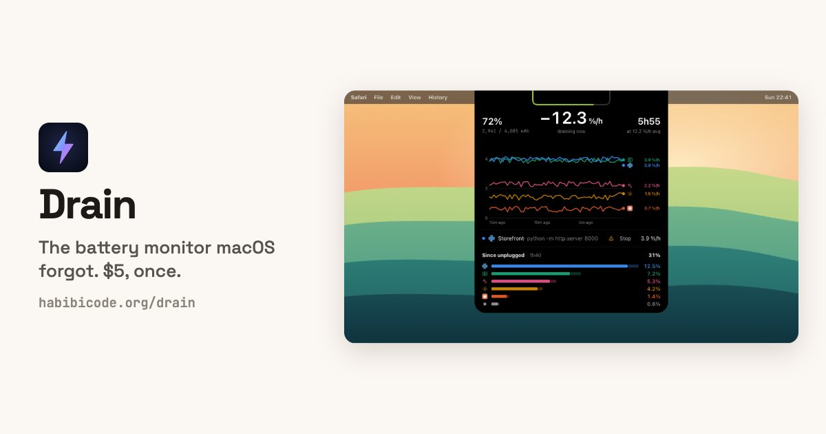 Drain: the macOS battery monitor that lives in the notch